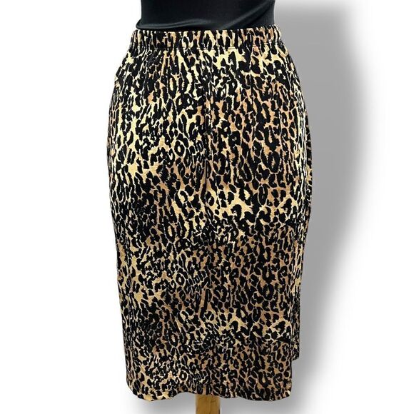 NWOT vintage AB Studio knee length animal print skirt. Stretchy. Sz LIKE L - Picture 5 of 9